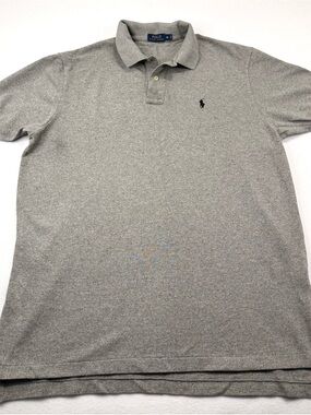 Polo Ralph Lauren Gray Heather Polo Shirt XL Black Pony Logo